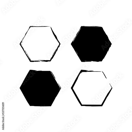 brush hexagons. Grunge abstract art background. Vector illustration. stock image. 