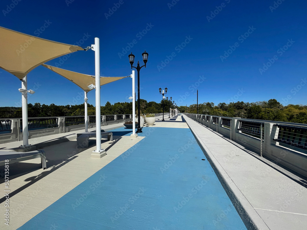 Augusta Ga Jefferson Davis bridge memorial Riverwalk blue painted walk way