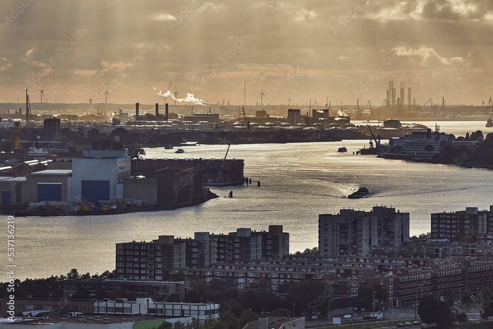 Rotterdam Port Dusk Panorma from Euromast
