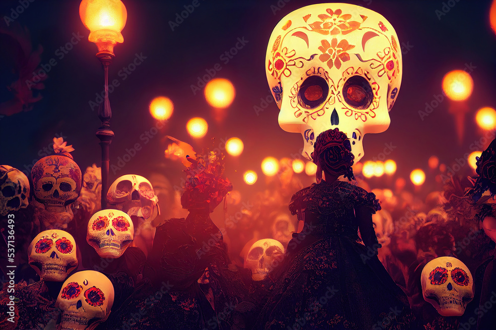 Día de Muertos, Day of the Dead, cultural mexican background wallpaper