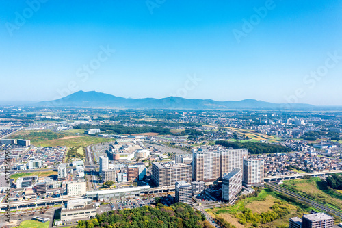 研究学園駅周辺のつくば市内の街並み（茨城県）