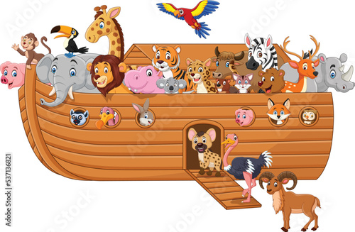 Cartoon noah ark with animals