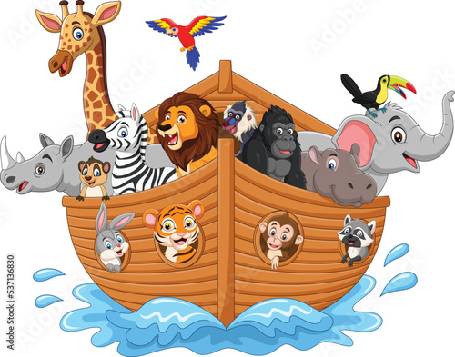 Cartoon noah ark with animals