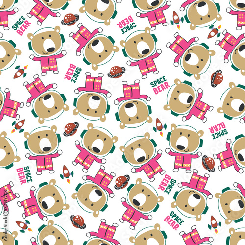 Vector illustration of cute cartoon astronauts little animal in space  Can be used for t-shirt print  Creative vector childish background for fabric textile  nursery wallpaper and other decoration.