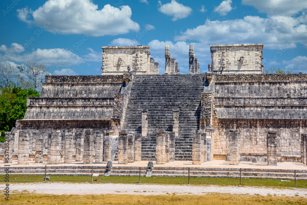 Temple of the Warriors in Chichen Itza, Quintana Roo, Mexico. Mayan ruins near Cancun