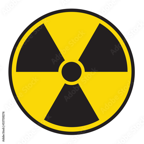 Nuclear energy radioactive round yellow symbol shape isolated on white 