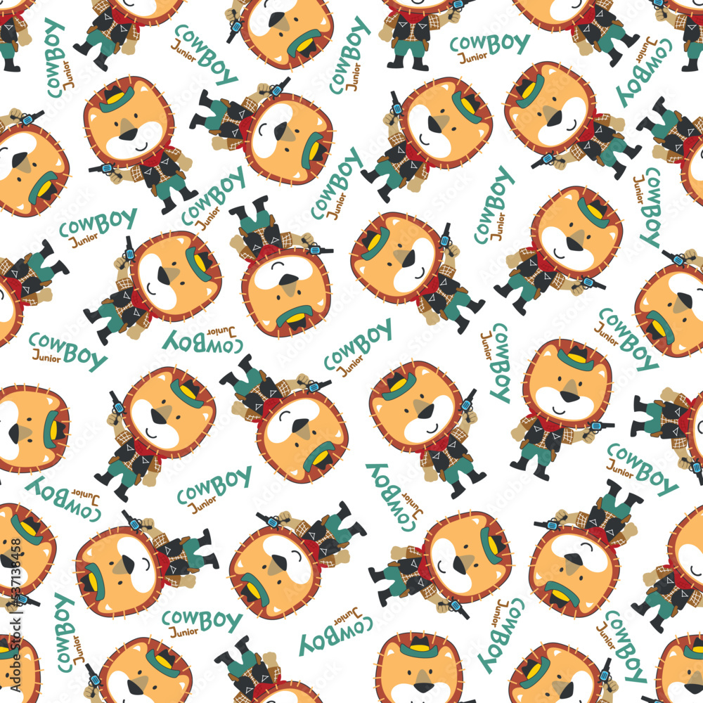 Vector illustration of Cute animal sheriff with gun and and horse. Can be used for t-shirt print, Creative vector childish background for fabric textile, nursery wallpaper and other decoration. Vector illustration of Cute animal sheriff with gun and and horse. Can be used for t-shirt print, Creative vector childish background for fabric textile, nursery wallpaper and other decoration.
