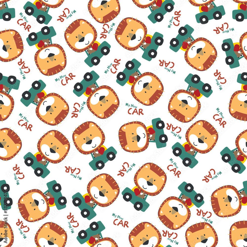 Vector illustration of funy animal driving the red car. Can be used for t-shirt print, Creative vector childish background for fabric textile, nursery wallpaper and other decoration. Vector illustration of funy animal driving the red car. Can be used for t-shirt print, Creative vector childish background for fabric textile, nursery wallpaper and other decoration.