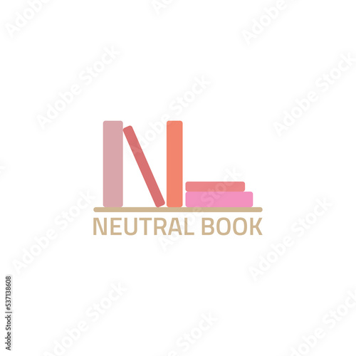 Shelf and books logo resembling the letter N.