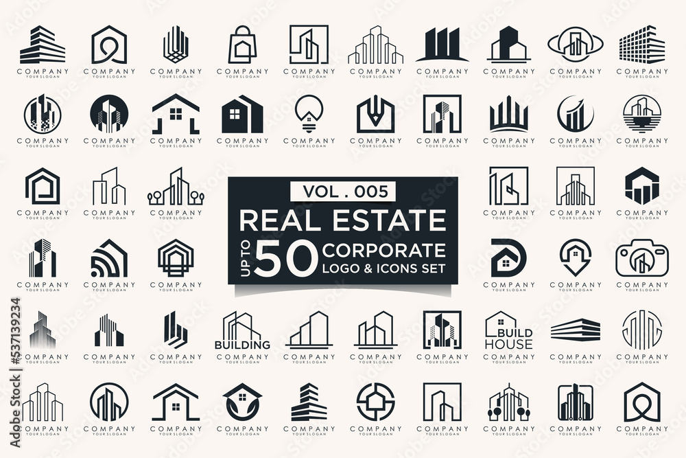 Set of Real Estate, Building and Construction logo design inspiration Set of Real Estate, Building and Construction logo design inspiration