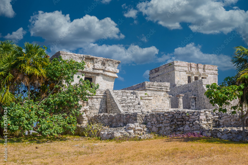 The castle, Mayan Ruins in Tulum, Riviera Maya, Yucatan, Caribbean Sea, Mexico The castle, Mayan Ruins in Tulum, Riviera Maya, Yucatan, Caribbean Sea, Mexico