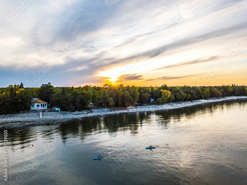 sunset over the river