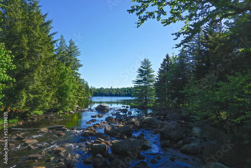 Fototapeta Naklejka Na Ścianę i Meble -  Adirondack Park, New York: A view of Sagamore Lake through a gap in the trees.