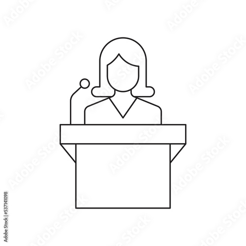 Orator speaking from tribune icon design. Speaker vector icon isolated on white background. vector illustration