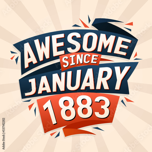 Awesome since January 1883. Born in January 1883 birthday quote vector design