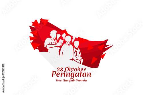 Translation: October 28, Youth Pledge remembrance day. Happy Youth Pledge (Sumpah Pemuda) vector illustration. 