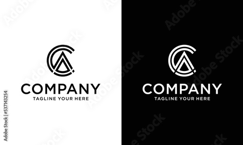 Initial AC Monogram Logo. letter C A with monoline design logo inspiration. vector illustration on a black and white background.