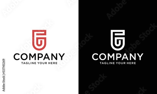 Minimal Letter GF FG Logo Design on a black and white background.