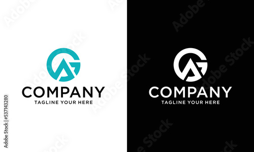 GA letter logo design and monogram logo. Initial letter ag/ga logotype company name design. GA Logo Emblem Capital Letter Modern Template. on a black and white background.