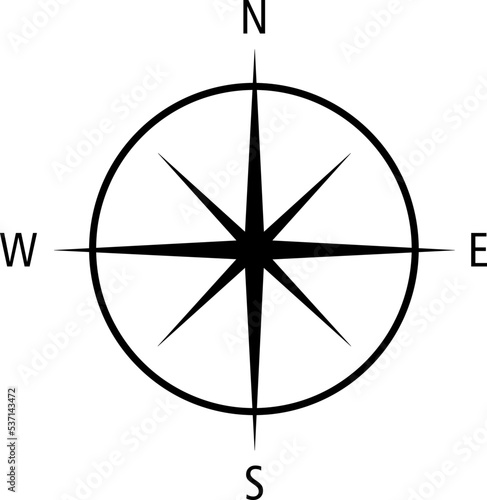Black wind rose isolated on white background. Vector compass.eps
