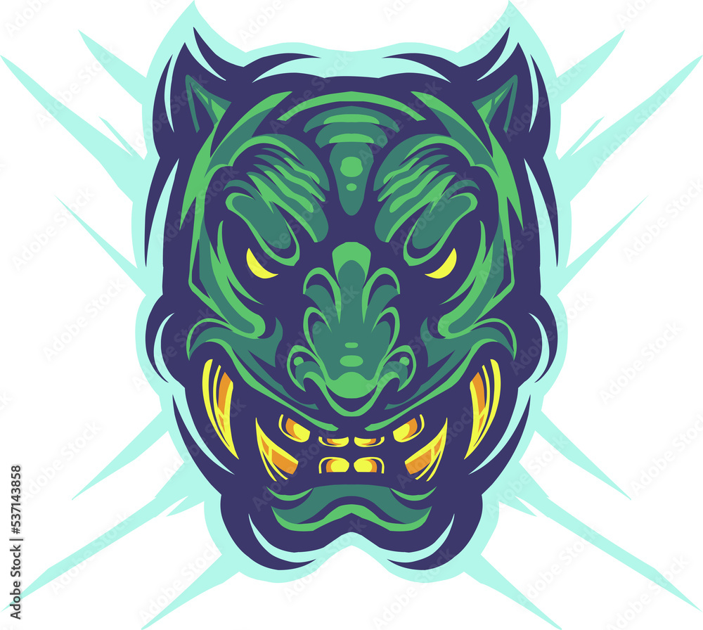 Obraz premium Green tiger head mascot