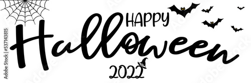 Happy Halloween 2022 vector black and white