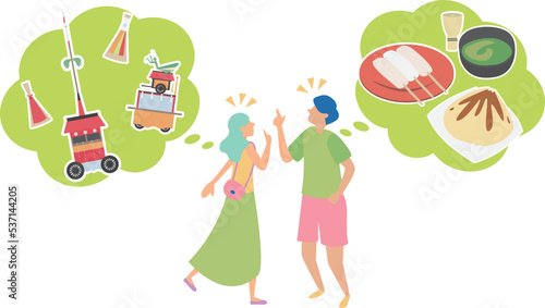 京都観光で祇園祭やグルメを楽しむ観光客