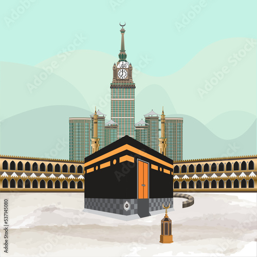 Illustration Of Hajj Islamic Pilgrimage In Kaba, Mecca