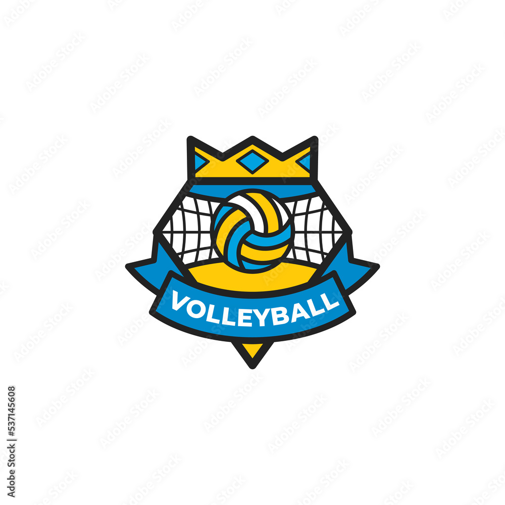 Volleyball Logo Emblem Design Volley Sport Symbol Stock Vector | Adobe ...