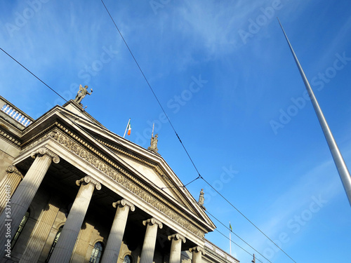 General Post Office and the Spire of Dublin (Monument of Light) on O'Connell Street in Dublin, IRELAND photo
