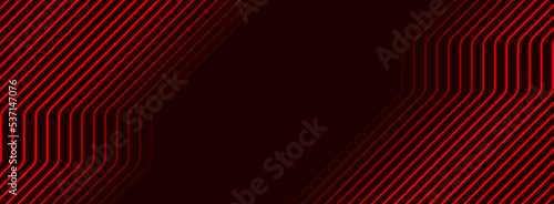 Red neon curved lines abstract futuristic geometric background. Vector banner design
