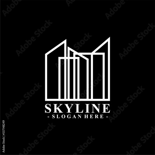Modern outline city skyline logo