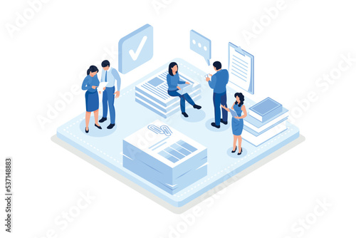 People do paperwork concept design. Can use for web banner, infographics, hero images, isometric vector modern illustration