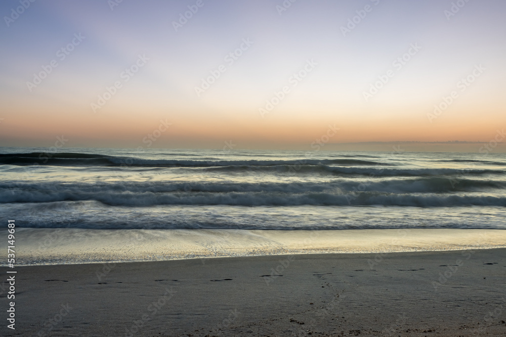 Beautiful Sunrise - Long Exposure Beach waves sand