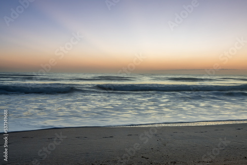 Beautiful Sunrise - Long Exposure Beach waves sand