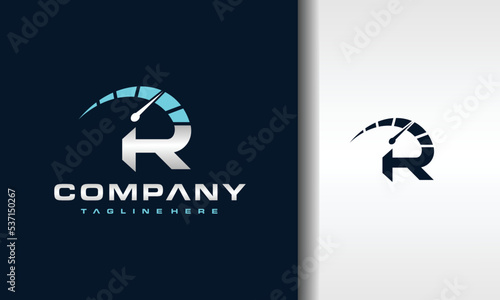 initial letter R speedometer logo