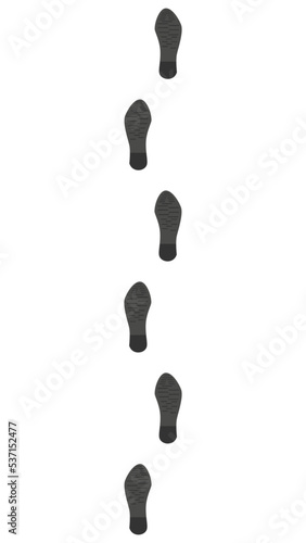 Seamless path of footprints of boots isolated on white background.