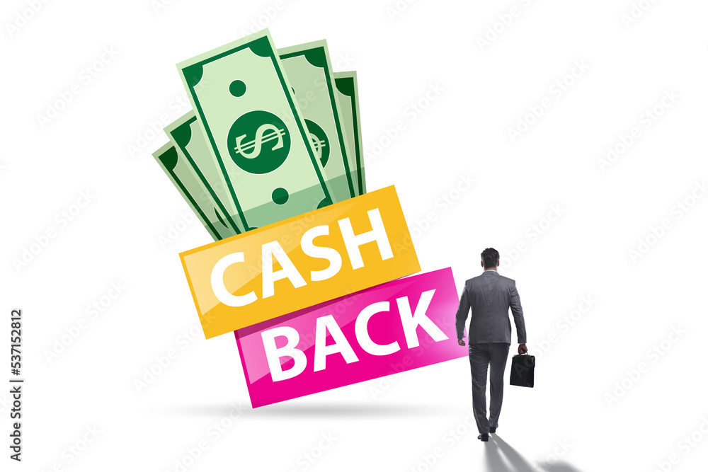 Businessman in the cash back concept Businessman in the cash back concept