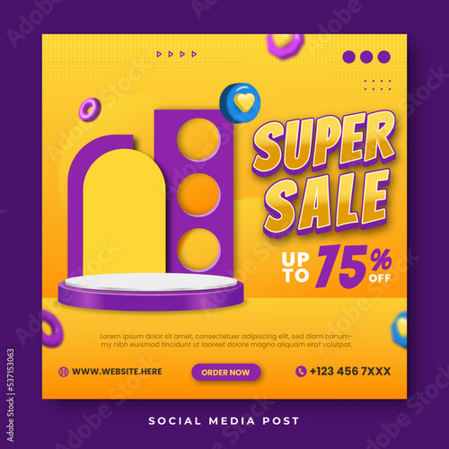 Super sale social media banner template