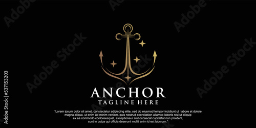 Simple anchor  logo design for boat ship navy nautical transport Premium Vector