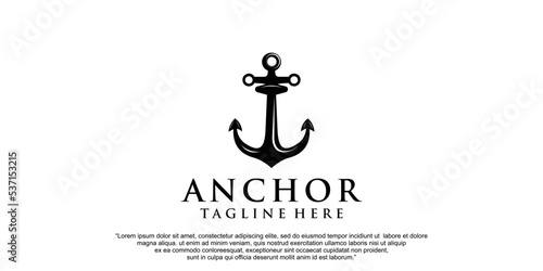 Simple anchor  logo design for boat ship navy nautical transport Premium Vector