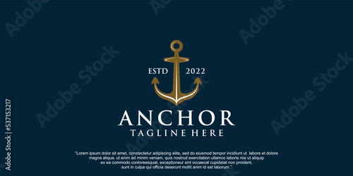 Simple anchor  logo design for boat ship navy nautical transport Premium Vector