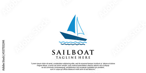 Simple sailing yacht silhouette logo design inspiration Premium Vector