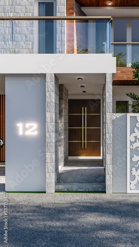 3d house entrance , architeture design rendering exterior photo