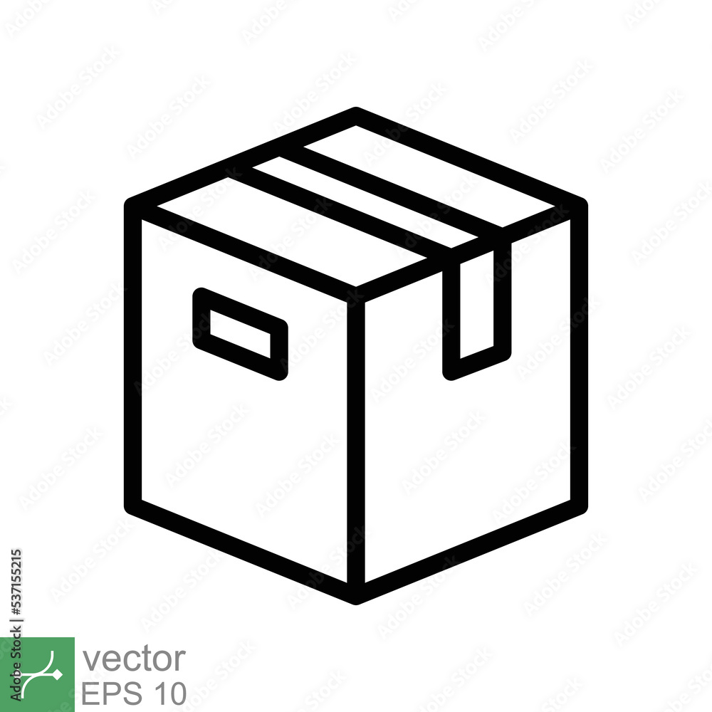 Box icon. Simple outline style. Package, parcel, post, collection, storage, packaging, cargo, carton, cardboard, delivery concept. Thin line vector illustration isolated on white background. EPS 10. Box icon. Simple outline style. Package, parcel, post, collection, storage, packaging, cargo, carton, cardboard, delivery concept. Thin line vector illustration isolated on white background. EPS 10.