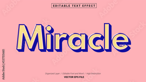 Editable Miracle Font Design. Alphabet Typography Template Text Effect. Lettering Vector Illustration for Product Brand and Business Logo. 