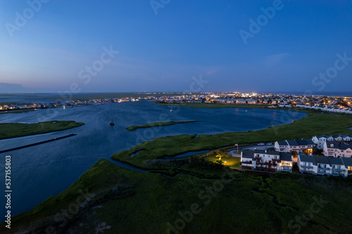 Canvas-taulu Aerial view of Brigantine, New Jersey at night