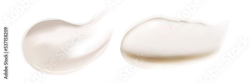 Cream texture stroke isolated on transparent background. Facial creme, foam, gel or body lotion skincare icon. Vector face cream cosmetic product smear swatch.