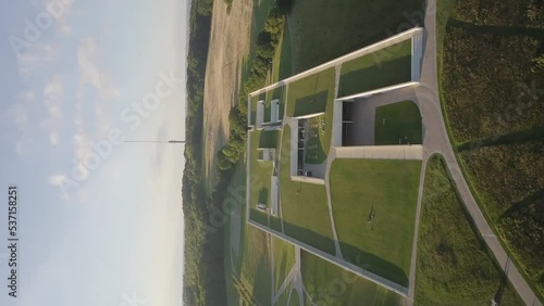 Vertical Aerial View Of the Archaeology and Ethnography Moesgaard Museum near Aarhus photo