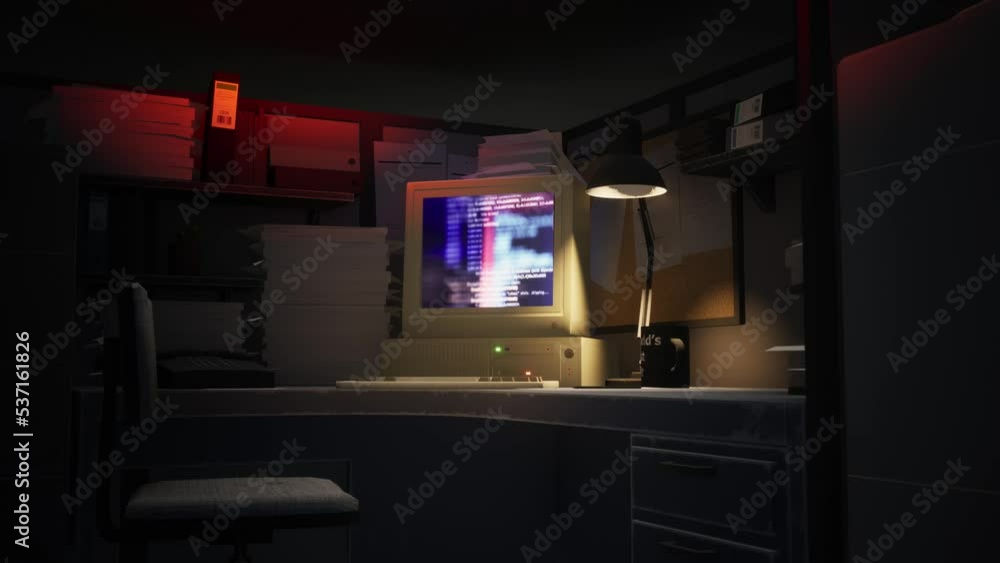 Hacking a computer system in a dark office Hacking a computer system in a dark office